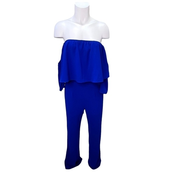 ZARA Off Shoulder Blue Jumpsuit Bloggers Favourite Size Small - Picture 4 of 14